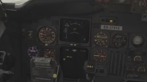 Cockpit from the inside, steering wheel, toggle switch Stock Footage 162872420