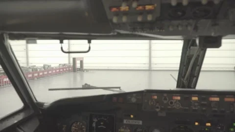 Cockpit from the inside, steering wheel, toggle switch Stock Footage 162872436