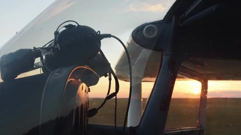 The cockpit of a light-engine airplane. Stock-Footage 279939816
