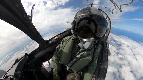 Cockpit Panorama from Fighter Jet in Flight - Real-Life Aviation Clip Stock Footage 315580783