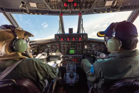 Cockpit with pilot Stock Photos