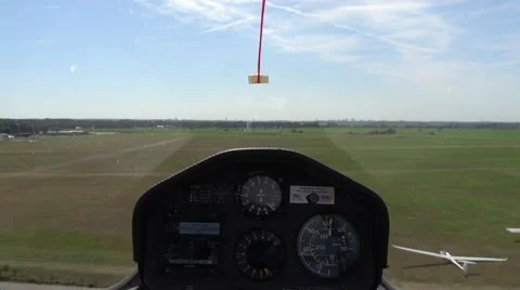 Cockpit point of view POV short footage in glider sailplane landing 4k Stock Footage 68327768