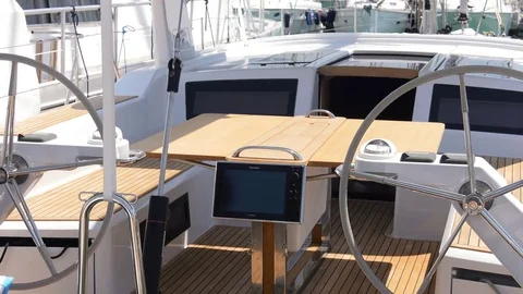 Cockpit of a sailing boat Stock Footage 71832376