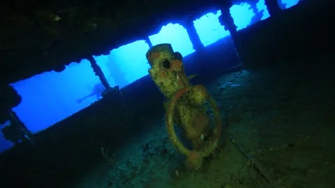 Cockpit of a shipwreck. Stock Footage 325733469