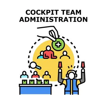 Cockpit team administration and human resources management concept Stock Illustration