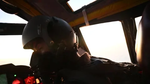 From the cockpit U.S. Air Force B-52 Stratofortress pilot flying the aircraft Stock Footage 292778318