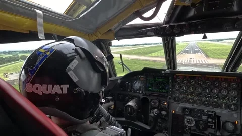 From the cockpit U.S. Air Force pilot landing in B-52A Stratofortress Video stock 276830363
