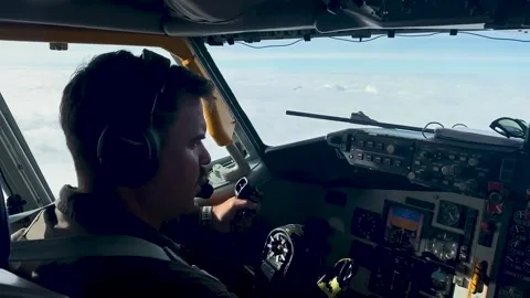 From the cockpit U.S. Air Force pilot flying KC-135 Stratotanker aircraft Video stock 278272583