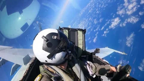 From the cockpit U.S. Marines weapons system officer during maneuvers Stock Footage 273476775