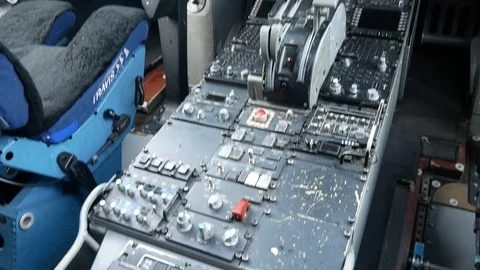 The cockpit of a USAF C-17 Globemaster III Stock Footage 111599059