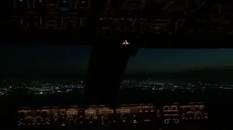 Cockpit view from a 767 at night Stock Footage 37129304