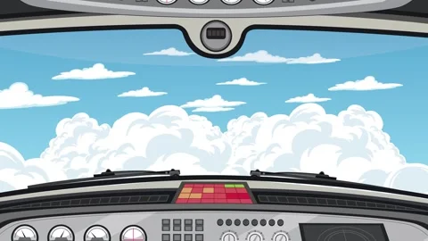 Cockpit View: Animated Flight Through Cl... | Stock Video | Pond5