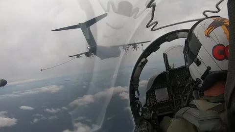 Cockpit view AV-8B Harrier pilot approac... | Stock Video | Pond5