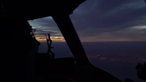Cockpit view of C-17 Globemaster in flight above Afghanistan at night Stock-Footage 98181033