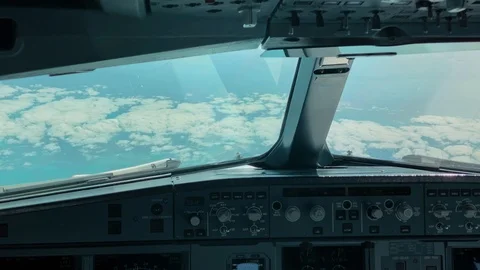 Cockpit view on cruise flight overhead Bahamas Stock Footage 127536837