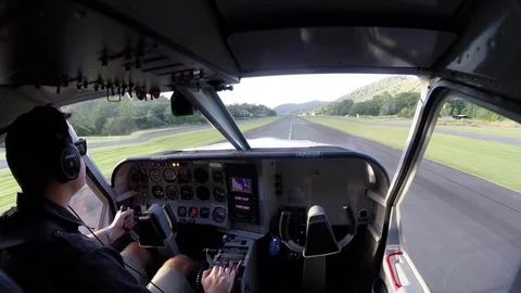 Cockpit view during take off of small air plane Stock Footage 71443452