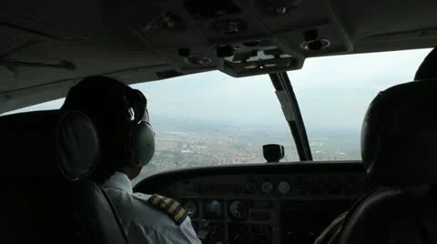 Cockpit View of Pilot Preparing for Nairobi Landing (HD) Stock Footage 12411159