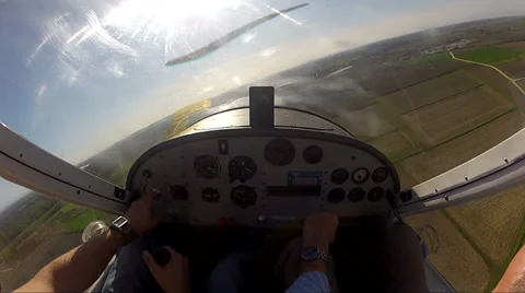 Cockpit view from small airplane Stock Footage 32212482