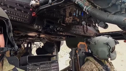 Cockpit view of U.S. Air Force pilots flying HH-60 Pave Hawk helicopter Stock-Footage 239325128