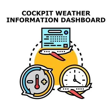 Cockpit weather information dashboard preparing flight route Stock Illustration