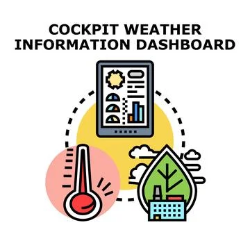 Cockpit weather information dashboard system technology illustration Stock Illustration