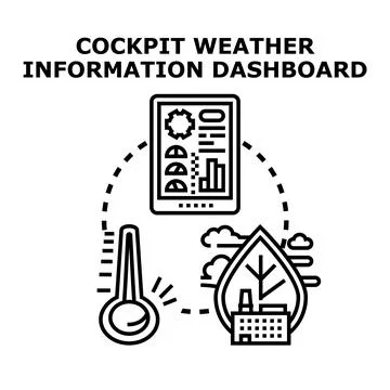 Cockpit weather information dashboard system technology illustration Stock Illustration
