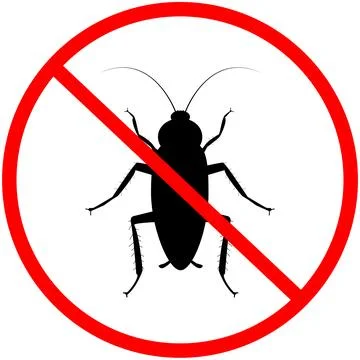 Cockroach anti bug insect sign.  Stop insects icon. Fumigation cockroach Stock Illustration