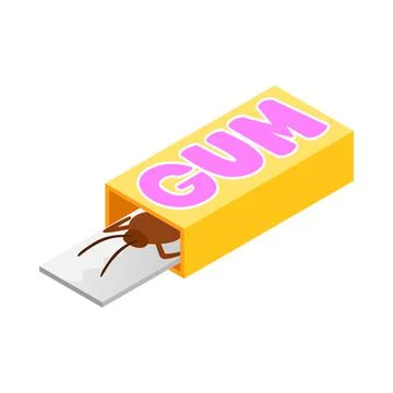 Cockroach in a box of gum icon, isometric 3d style Illustrazione stock
