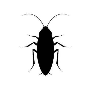 Cockroach bug vector icon. Roach silhouette insect black icon illustration pest. Stock Illustration