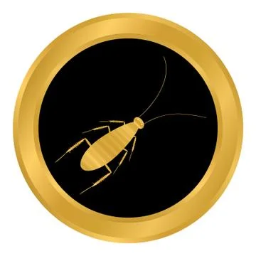 Cockroach button on white. Stock Illustration