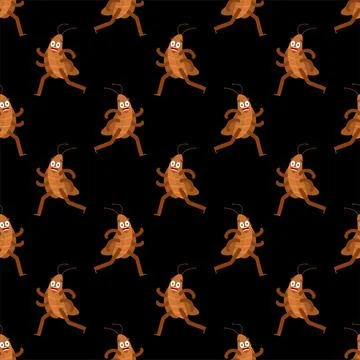 Cockroach cartoon pattern seamless. House beetle run background. vector textu Stock Illustration