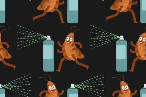 Cockroach cartoon pattern seamless. House beetle run background. vector textu Illustrazione stock