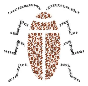 Cockroach Composition of Dollar and Dots Stock Illustration