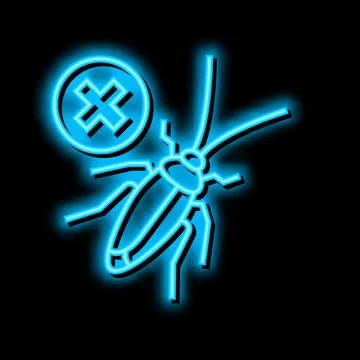 Cockroach control neon glow icon illustration Stockillustratie