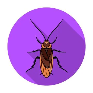 Cockroach icon in flat style isolated on white background. Insects symbol stock Stock Illustration