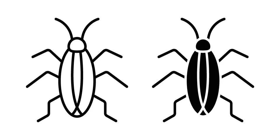 Cockroach icon linear versions pack on white background Stock Illustration