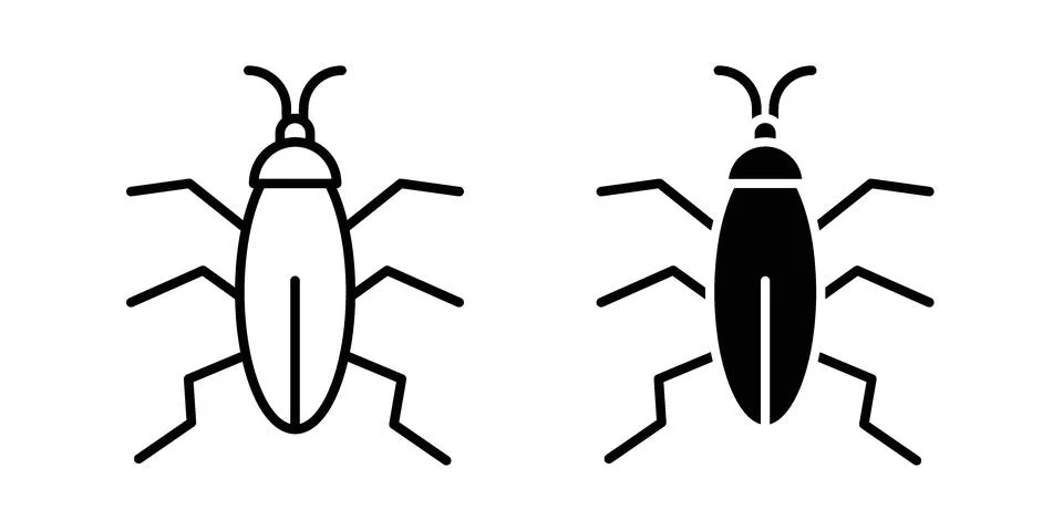 Cockroach icon set modern line and solid style collection. Stock Illustration