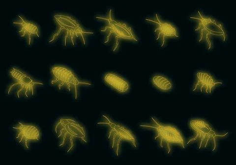 Cockroach icons set vector neon 스톡 일러스트
