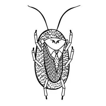 Cockroach. Illustration of a handmade comic style. Illustrazione stock
