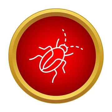 Cockroach insect pest warning red icon round 스톡 일러스트