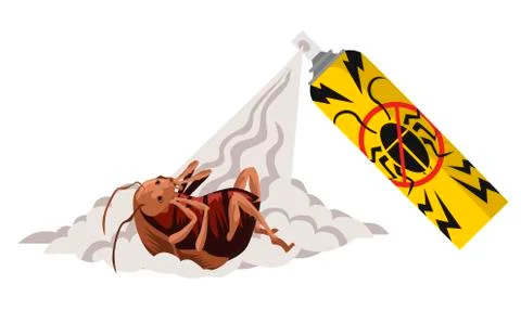 Cockroach killing with spray Stock Illustration