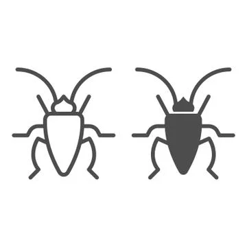Cockroach line and solid icon, Insects concept, roach sign on white background Stock Illustration