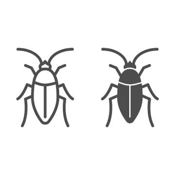 Cockroach line and solid icon, pests concept, beetle sign on white background イラスト素材