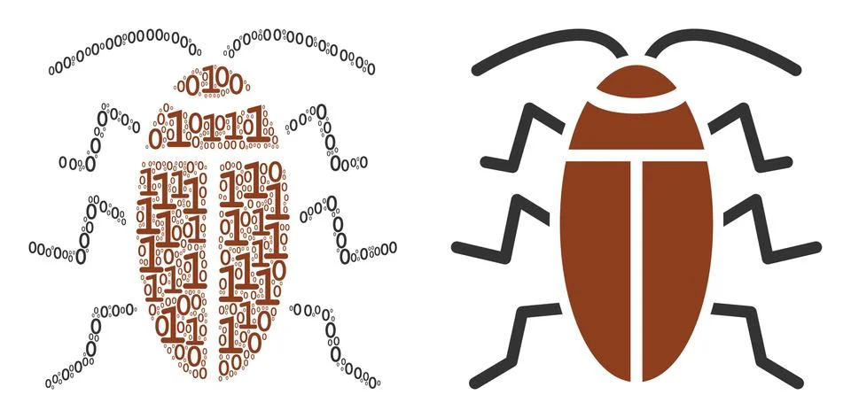 Cockroach Mosaic of Binary Digits Illustrazione stock