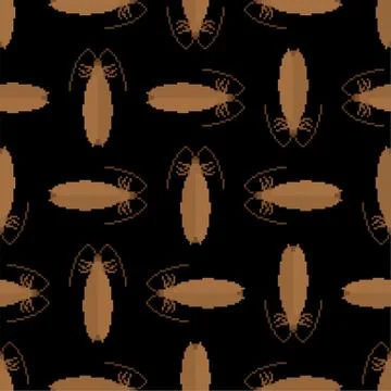 Cockroach pattern Pixel art. Insect 8 bit background. Beetle ornament. Bug te Stock Illustration