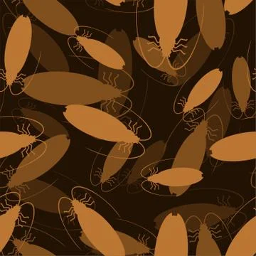 Cockroach pattern seamless. Insect background. Beetle ornament. Bug texture.  Illustrazione stock