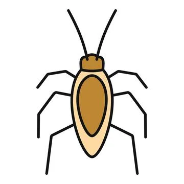 Cockroach pest bug insect simple flat icon Stock Illustration