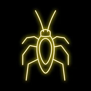 Cockroach pest control neon light sign symbol Stock Illustration