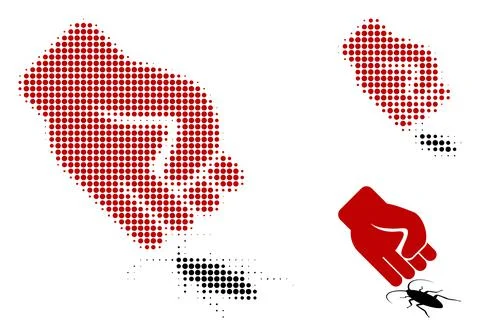 Cockroach Punch Halftone Dotted Icon Illustrazione stock