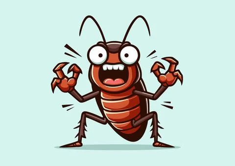 Cockroach screams and gets angry, waving his fists Stock Illustration